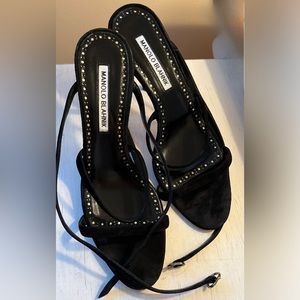 Manolo Blahnik Black Strappy Stiletto Heels - Size 8 (EU 38)